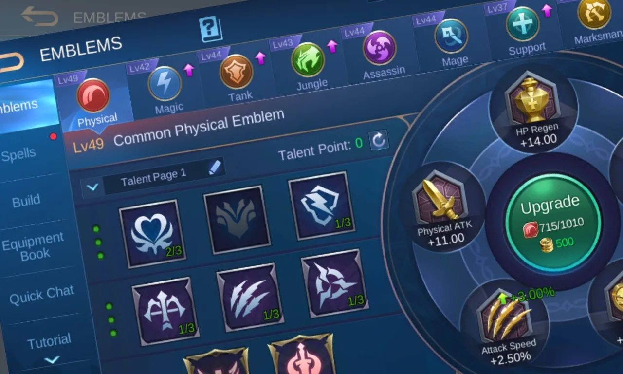 Setting emblem ML terbaru 2025 untuk kemenangan mudah