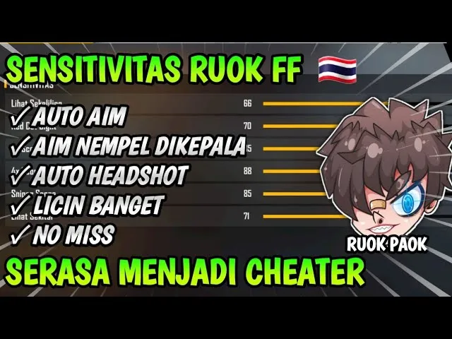 Sensitivitas Ruok FF terbaru & DPI untuk headshot 2025