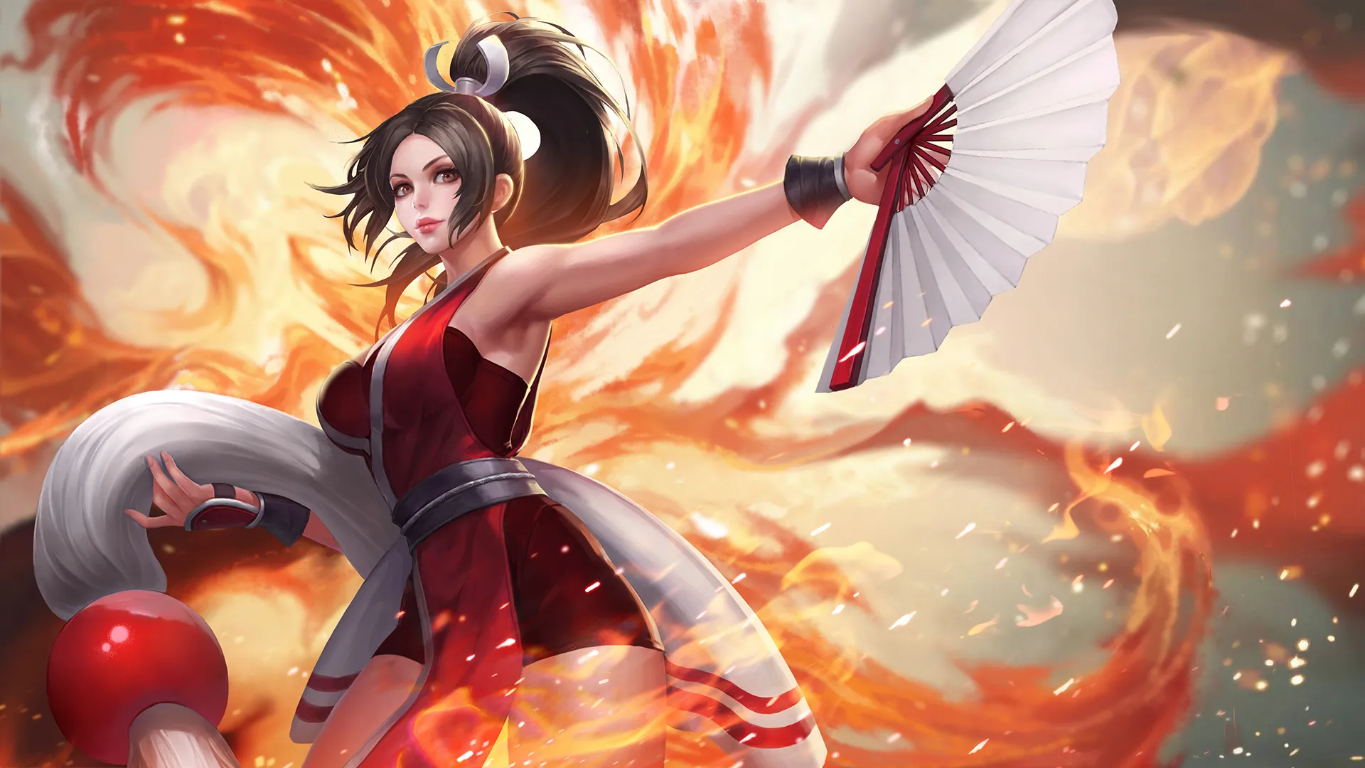 a woman holding a fan