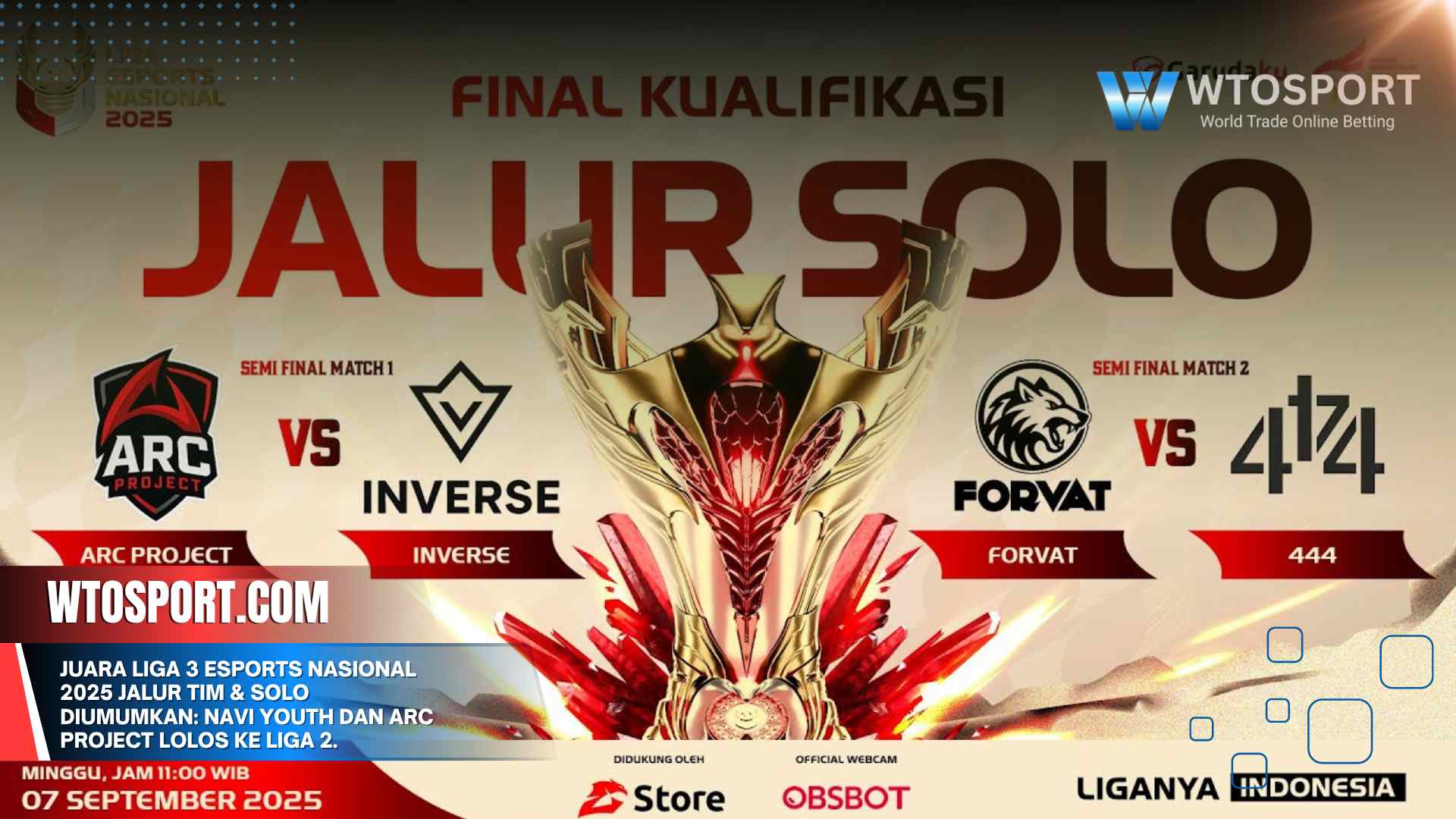 Juara Liga 3 Esports Nasional 2025 Jalur Tim & Solo Diumumkan: Navi Youth dan ARC Project Lolos ke Liga 2.